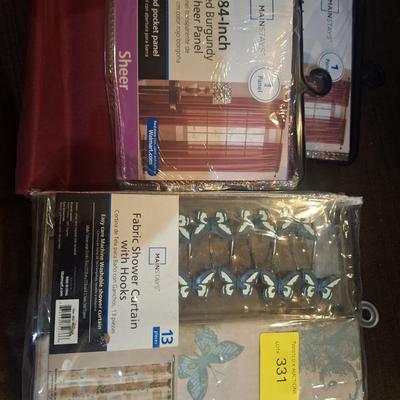 Sale Photo Thumbnail #789: Shower curtain with hooks and sheer window panels