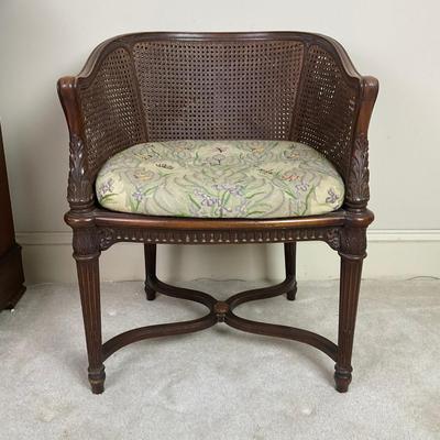 A245 Antique French Louis XVI Style Caneback Chair With Needle Point Seat Cushion