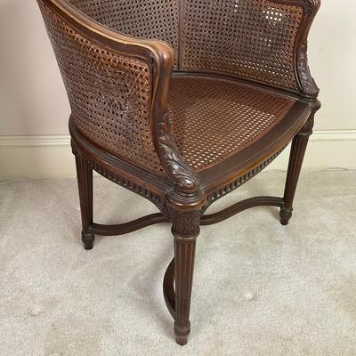A245 Antique French Louis XVI Style Caneback Chair With Needle Point Seat Cushion