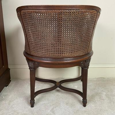 A245 Antique French Louis XVI Style Caneback Chair With Needle Point Seat Cushion