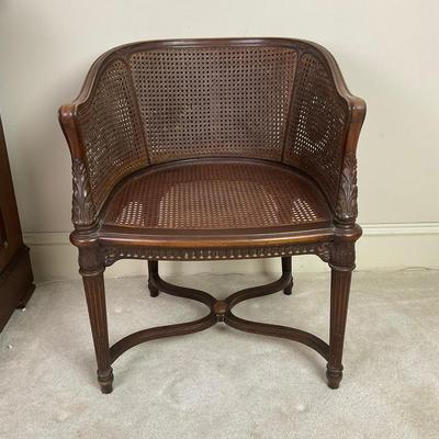 A245 Antique French Louis XVI Style Caneback Chair With Needle Point Seat Cushion