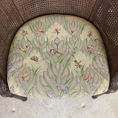 A245 Antique French Louis XVI Style Caneback Chair With Needle Point Seat Cushion