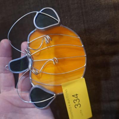 Sale Photo Thumbnail #799: Stained glass pumpkin suncatcher