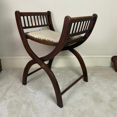 M246 Antique Mahogany X-Frame Folding Campaign Stool