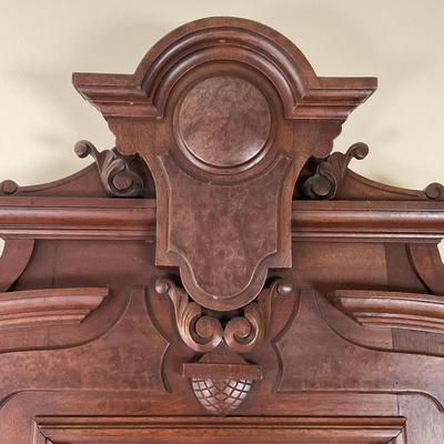 M247 Antique Renaissance Revival Mahogany/Burled Walnut Marble Top Dresser