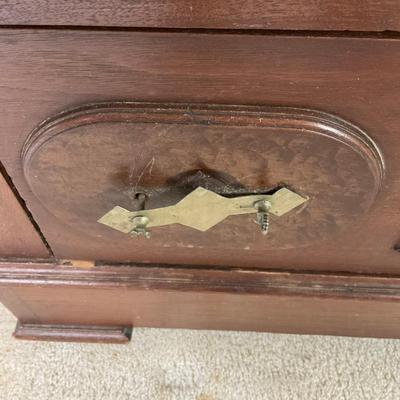 M247 Antique Renaissance Revival Mahogany/Burled Walnut Marble Top Dresser