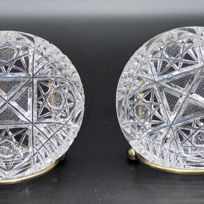 Pair Cut Glass Nut Bon Bon Dishes