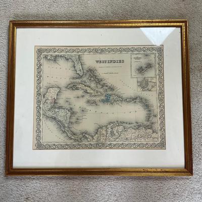M259 Gilt Framed Map of West Indies