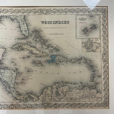 M259 Gilt Framed Map of West Indies