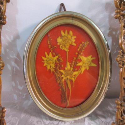 Sale Photo Thumbnail #67: Florence Dowling paintings are 3" x 2-3/8" & frames measure 6-/12" x 6", dried flowers frame is oval 5-1/2" x 4-1/4"