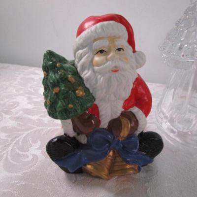 Sale Photo Thumbnail #303: Glass Santa is a candle holder, See pictures