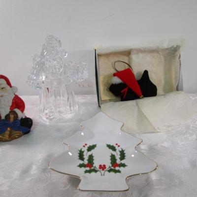 Sale Photo Thumbnail #302: Glass Santa is a candle holder, See pictures