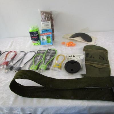 Sale Photo Thumbnail #359: Adjustable belt up to 41-1/2", Earplugs, sewing kit, 9 gun locks, Badge holder, knit fabric gun wrap, Ballistic goggle lens, see pictures