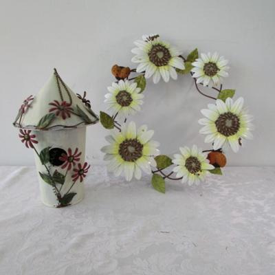 Sale Photo Thumbnail #441: Wreath is 15-1/2" across, birdhouse is 10" tall See pictures