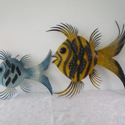 Sale Photo Thumbnail #444: Both have lights that need repair, small  blue is 18" long x 13" tall, large yellow is 25-1/2" long x 17" tall