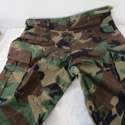 Sale Photo Thumbnail #566: Military Cammo pants waist 35-39, inseam 32-1/2-35-1/2 & look new; sweatshirt is thick