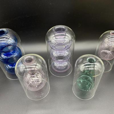 Set of 5 Blown Cloche Vases