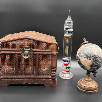 Barometer, Globe, Small Chest LOT