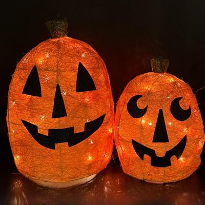 Pair of Lighted Pumpkins