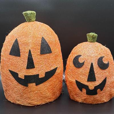 Pair of Lighted Pumpkins
