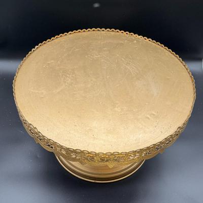Large Gold Charger Size Dessert Pedestal