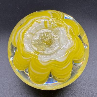 Bright Yellow AADA Joe Price 2000 Paperweight