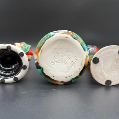 3 Piece Lot - Hand Forged Signed Art Pottery