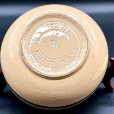 Set of USA Ovenware Yellowware Hand Painted Pottery Bowls