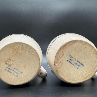 Casey Pottery - Pair Hand Turned Art Pottery Mugs