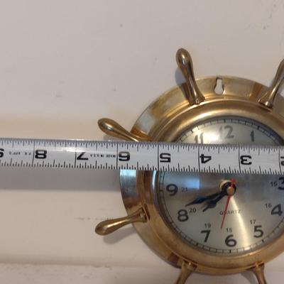 Battery Operated Brass Ship's Clock- Approx 6 1/2" in Diameter