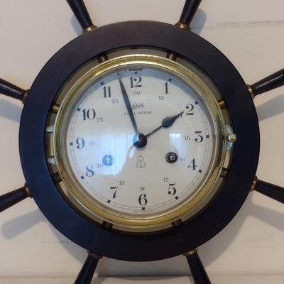 Schatz German Wood Case Ship's Clock- Approx 12 1/2" in Diameter