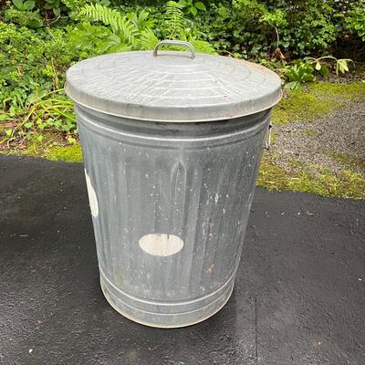 Two Galvanized Garbage Cans (G-MG)