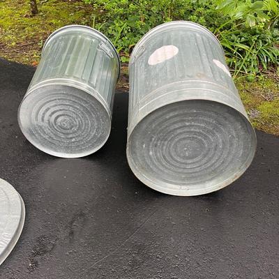 Two Galvanized Garbage Cans (G-MG)