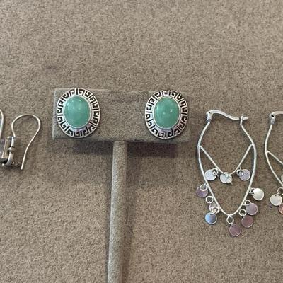 3 pairs sterling post earrings