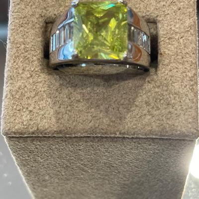 Sterling stamped chain with yellow pendant and Yellow stone ring