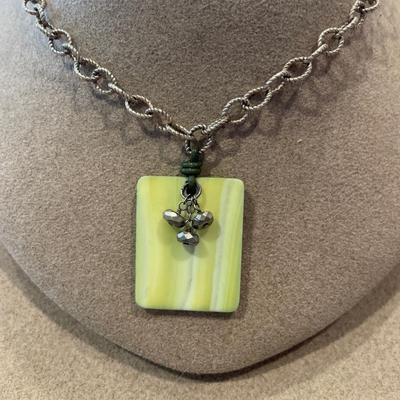 Sterling stamped chain with yellow pendant and Yellow stone ring