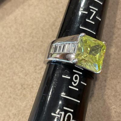 Sterling stamped chain with yellow pendant and Yellow stone ring