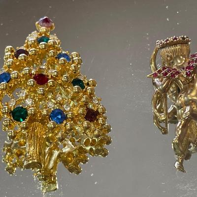 Cinder Cupid brooch and Eisenberg tree brooch
