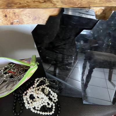 Sale Photo Thumbnail #258: Bag of stretch bracelets and bangles and 2 necklace displays
