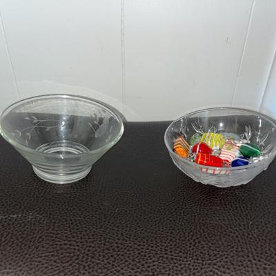 Sale Photo Thumbnail #263: 2 small pretty glass bowls and several glass candies