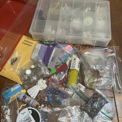 Sale Photo Thumbnail #267: Plastic containers full of glass beads and other jewelry making and craft items