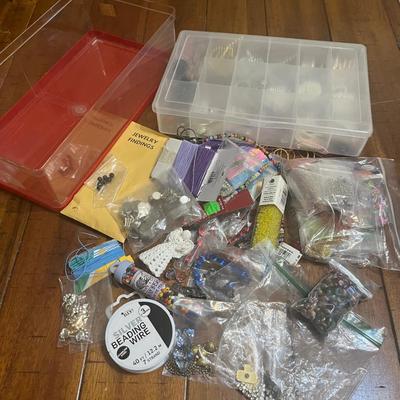Sale Photo Thumbnail #266: Plastic containers full of glass beads and other jewelry making and craft items