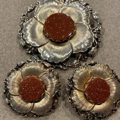 Lisa Leonard designs bracelet with Chicos pin and vintage pin and earrings set