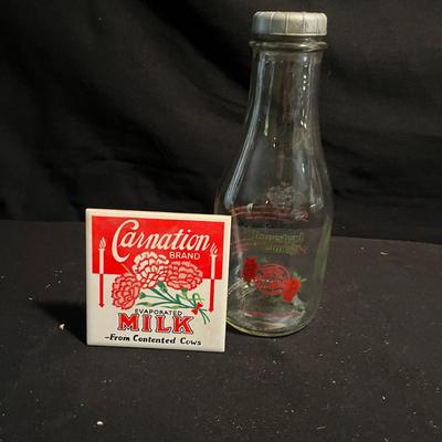 Guyan Tin Milk Box + Biltmore & Borders Glass Milk Bottles (DR-MG)