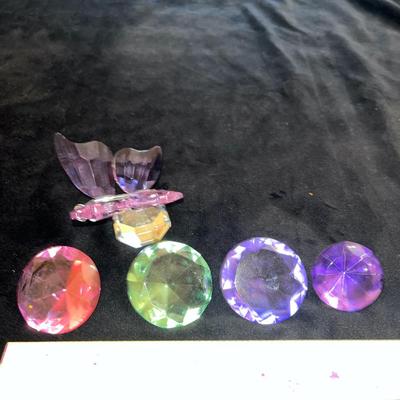 Sale Photo Thumbnail #342: Crystal butterfly and smaller crystal paperweights