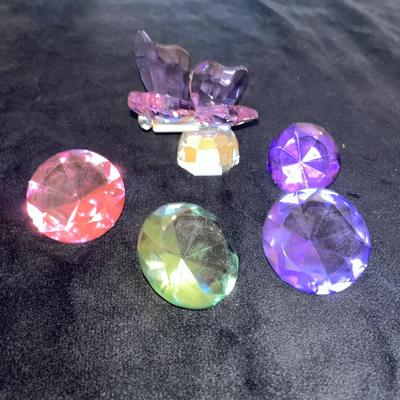 Sale Photo Thumbnail #341: Crystal butterfly and smaller crystal paperweights