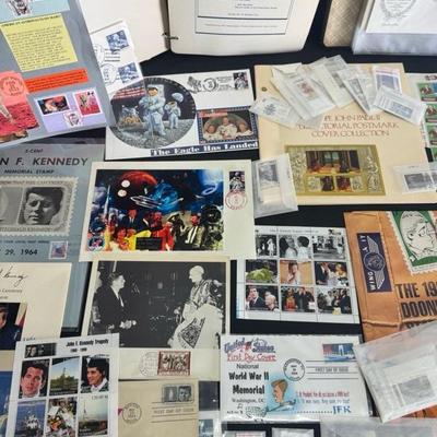 Lot 27 John F. Kennedy, memorabilia, binders, and stamps