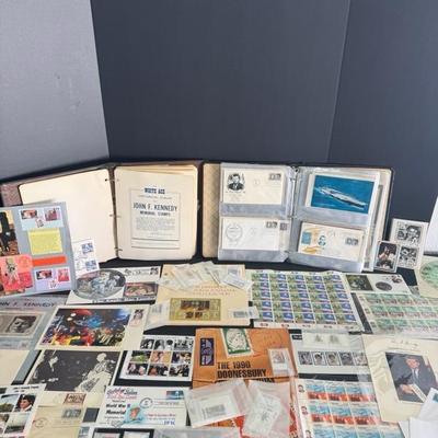 Lot 27 John F. Kennedy, memorabilia, binders, and stamps