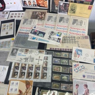 Lot 29 variety of Kennedy stamps, Obama and the Pope