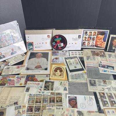 Lot 29 variety of Kennedy stamps, Obama and the Pope